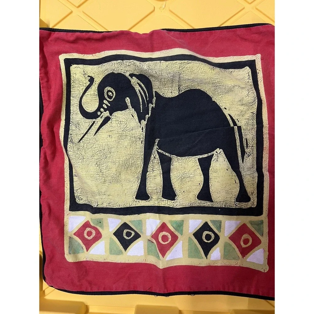 Vintage African Elephant Square Pillow Couch Covers 16 X 16 Inches Safari